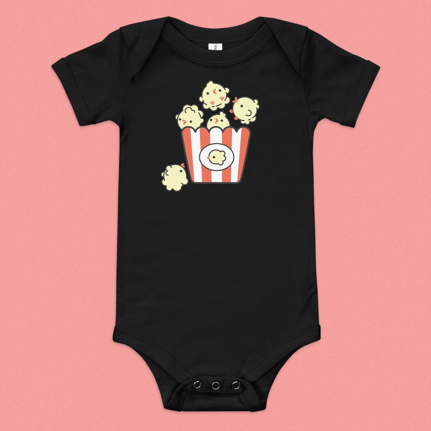 Popcorn Chicken Baby Onesie - Ni De Mama Chinese - Inspired Clothing | Black , 3 - 6m