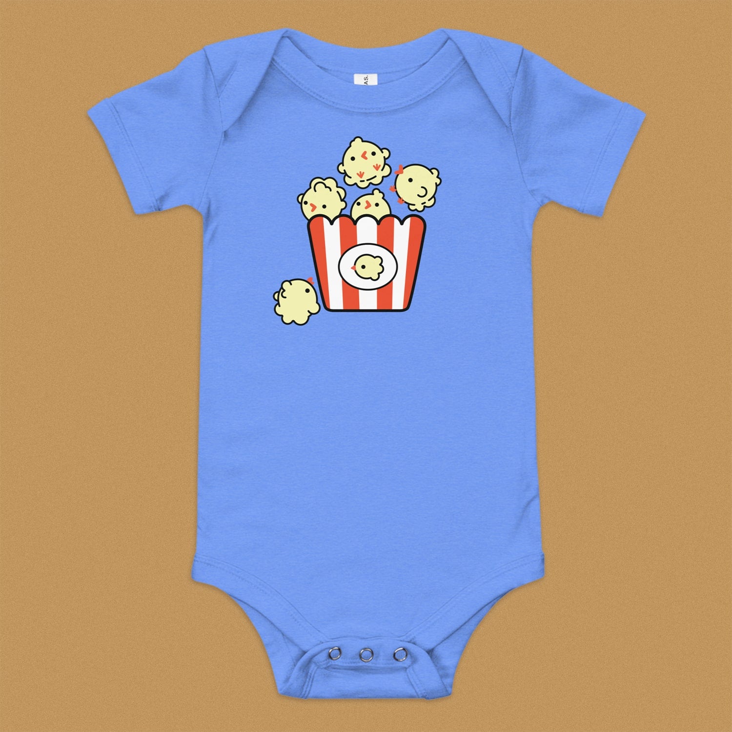 Popcorn Chicken Baby Onesie - Ni De Mama Chinese - Inspired Clothing | Heather Blue , 3 - 6m