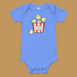 Popcorn Chicken Baby Onesie - Ni De Mama Chinese - Inspired Clothing | Heather Blue , 3 - 6m