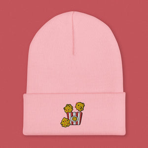 Popcorn Chicken Embroidered Beanie - Ni De Mama Chinese - Inspired Clothing | Soft Pink ,