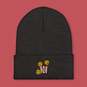 Popcorn Chicken Embroidered Beanie - Ni De Mama Chinese - Inspired Clothing | Heather Charcoal ,