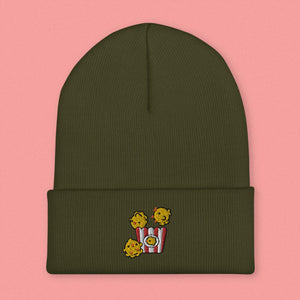 Popcorn Chicken Embroidered Beanie - Ni De Mama Chinese - Inspired Clothing | Olive Green ,