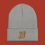 Load image into Gallery viewer, Popcorn Chicken Embroidered Beanie - Ni De Mama Chinese - Inspired Clothing | Heather Grey ,
