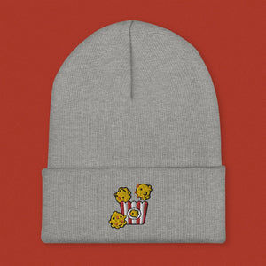 Popcorn Chicken Embroidered Beanie - Ni De Mama Chinese - Inspired Clothing | Heather Grey ,