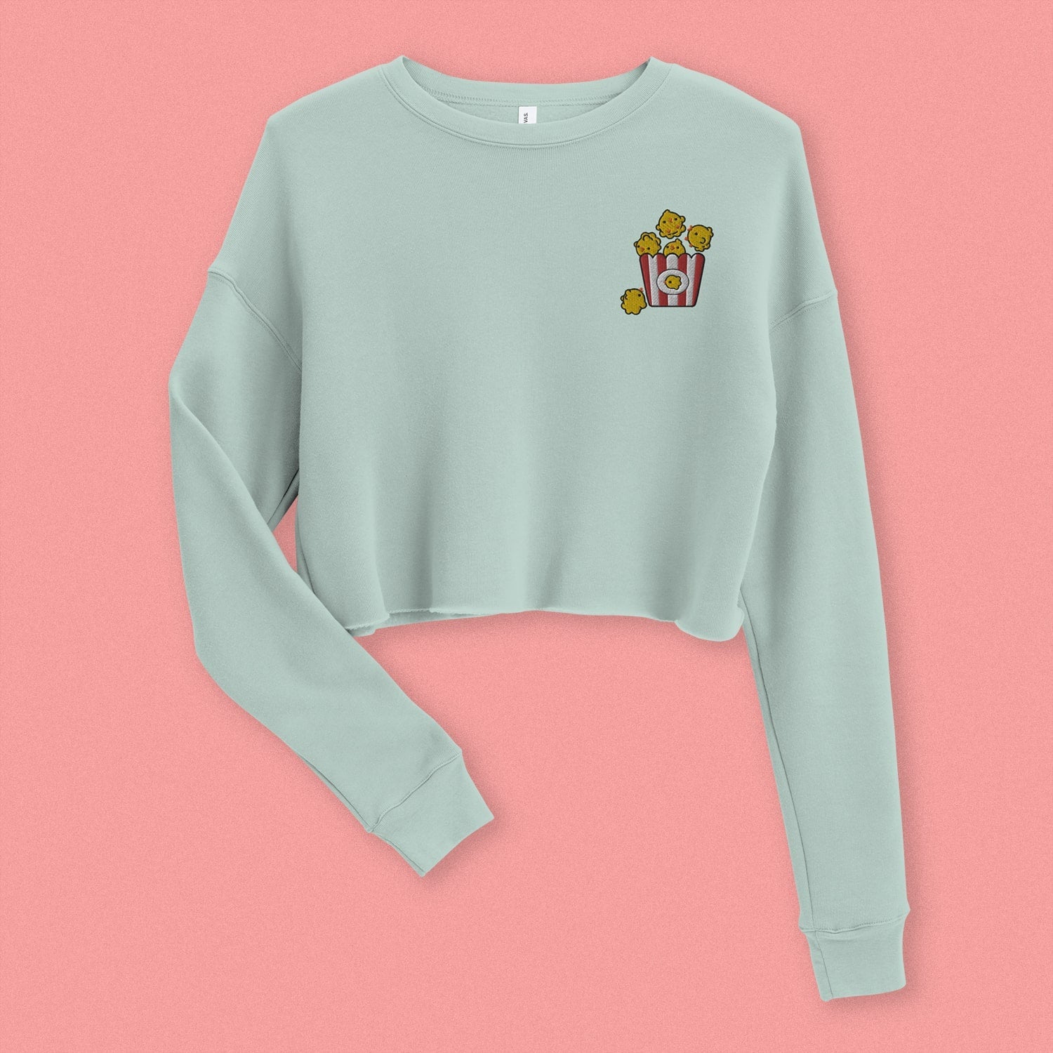 Popcorn Chicken Embroidered Crop Sweatshirt - Ni De Mama Chinese Clothing