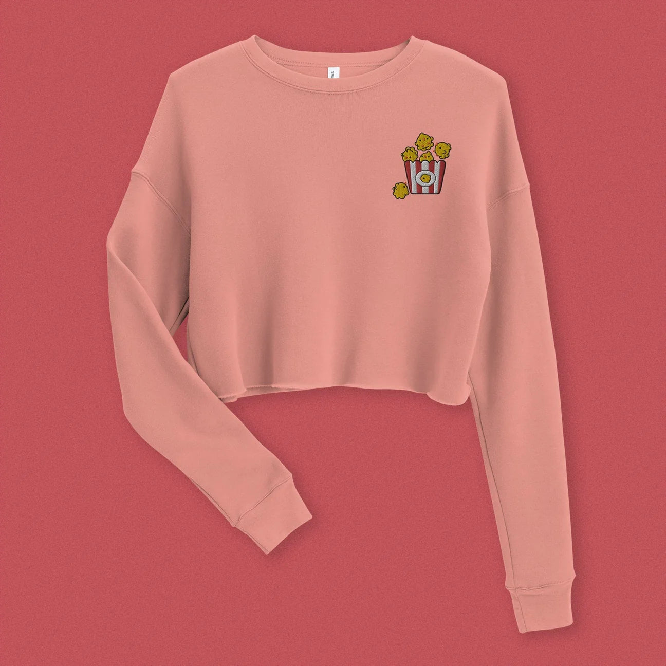 Popcorn Chicken Embroidered Crop Sweatshirt / Overstock (Final Sale) - Ni De Mama Chinese - Inspired Clothing | Mauve , S