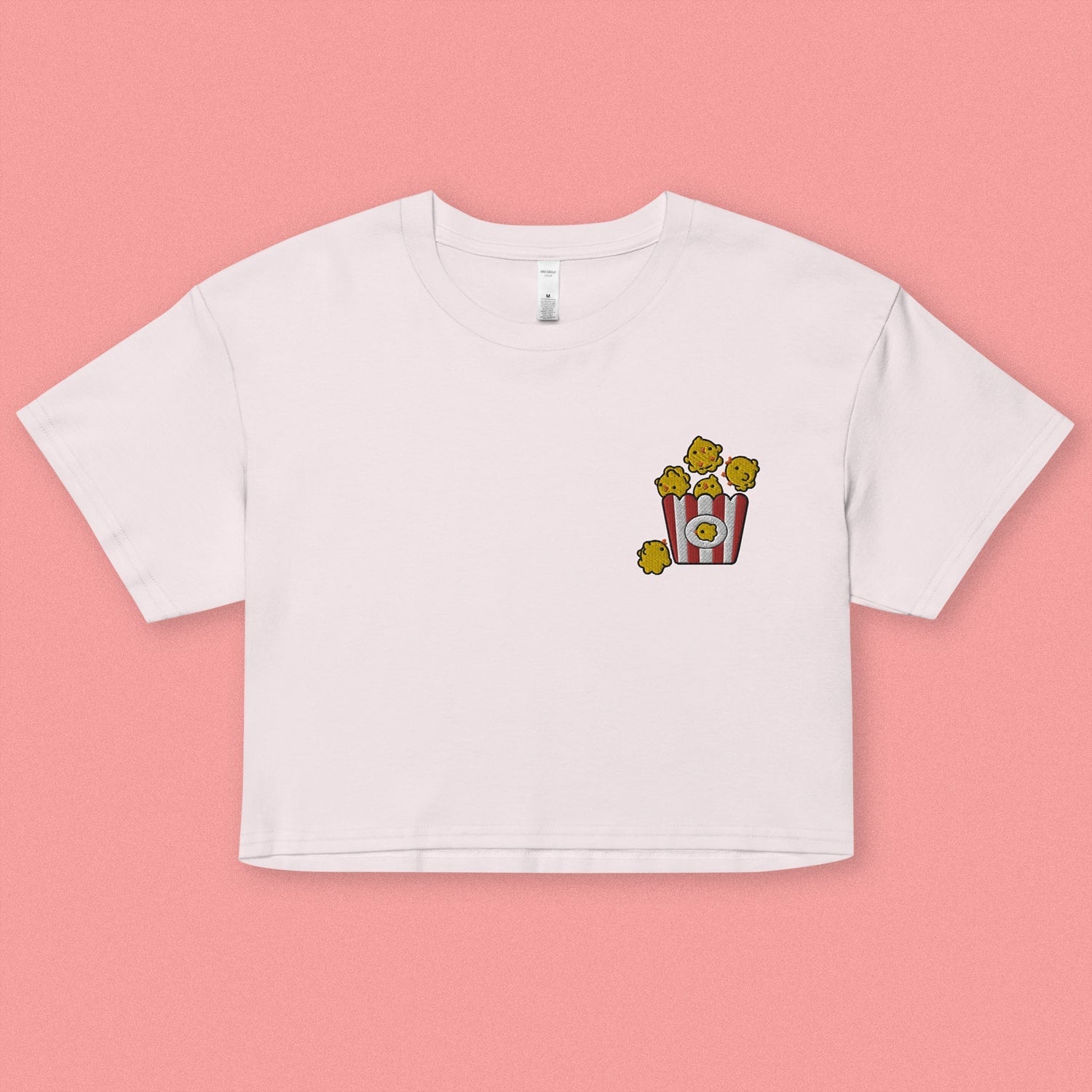 Popcorn Chicken Embroidered Crop T-Shirt - Ni De Mama Chinese Clothing