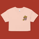 Load image into Gallery viewer, Popcorn Chicken Embroidered Crop T-Shirt - Ni De Mama Chinese Clothing
