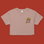 Load image into Gallery viewer, Popcorn Chicken Embroidered Crop T-Shirt - Ni De Mama Chinese Clothing
