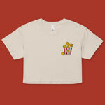 Load image into Gallery viewer, Popcorn Chicken Embroidered Crop T-Shirt - Ni De Mama Chinese - Inspired Clothing | Cream , XS
