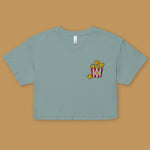 Load image into Gallery viewer, Popcorn Chicken Embroidered Crop T-Shirt - Ni De Mama Chinese - Inspired Clothing | Teal , XS
