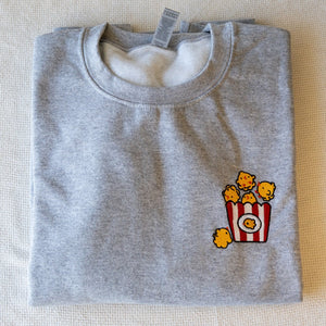Popcorn Chicken Embroidered Sweatshirt / Imperfect (Final Sale) - Ni De Mama Chinese - Inspired Clothing | Heather Grey , L