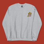 Load image into Gallery viewer, Popcorn Chicken Embroidered Sweatshirt / Imperfect (Final Sale) - Ni De Mama Chinese - Inspired Clothing | Heather Grey , L
