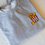 Load image into Gallery viewer, Popcorn Chicken Embroidered Sweatshirt / Imperfect (Final Sale) - Ni De Mama Chinese - Inspired Clothing | Heather Grey , L
