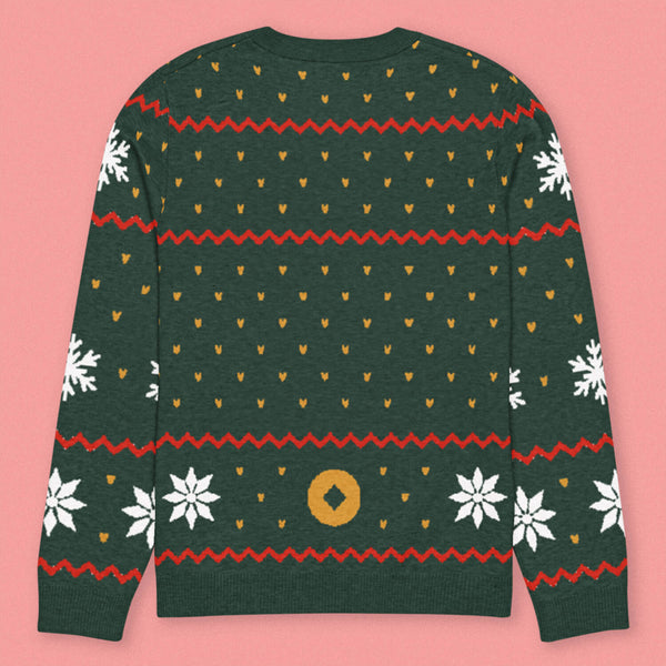 Red Envelope Christmas Tree Knit Sweater - Ni De Mama Chinese - Inspired Clothing | Forest Green , 3XS