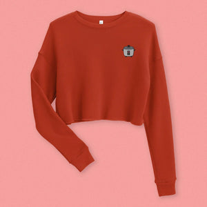 Rice Cooker Embroidered Crop Sweatshirt / Overstock (Final Sale) - Ni De Mama Chinese - Inspired Clothing | Scarlet , S