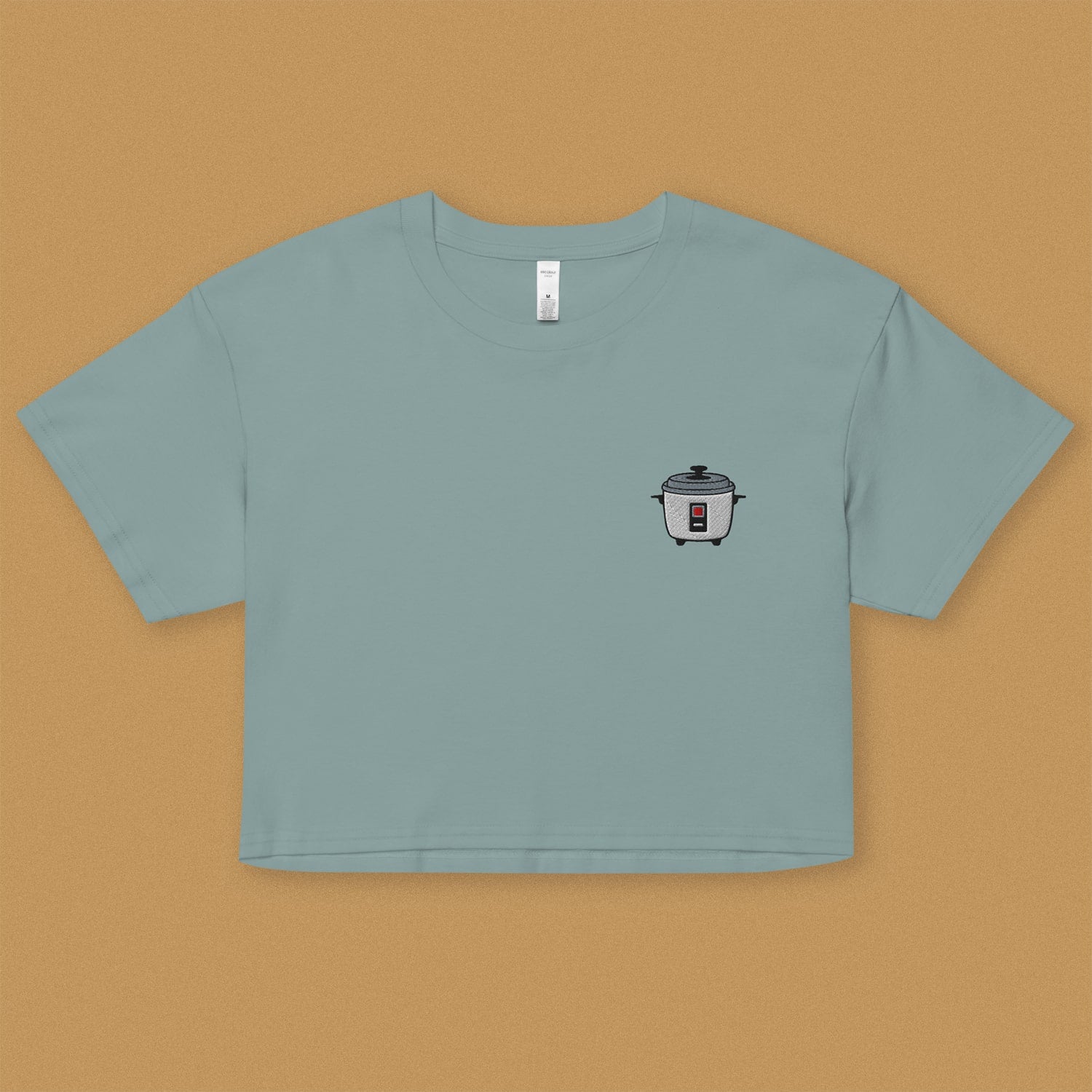 Rice Cooker Embroidered Crop T-Shirt - Ni De Mama Chinese - Inspired Clothing | Teal , XS