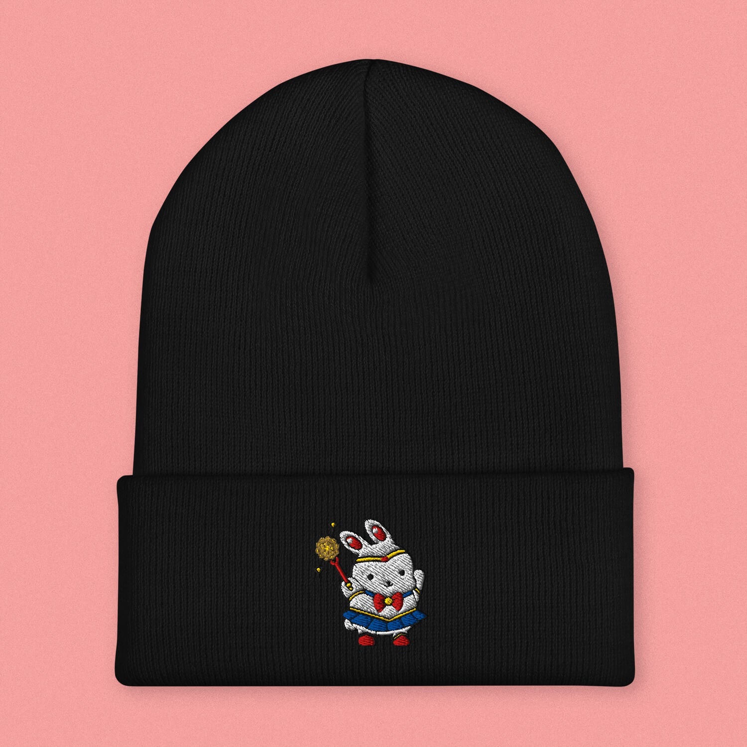 Sailor Mooncake Embroidered Beanie - Ni De Mama Chinese - Inspired Clothing | Black ,