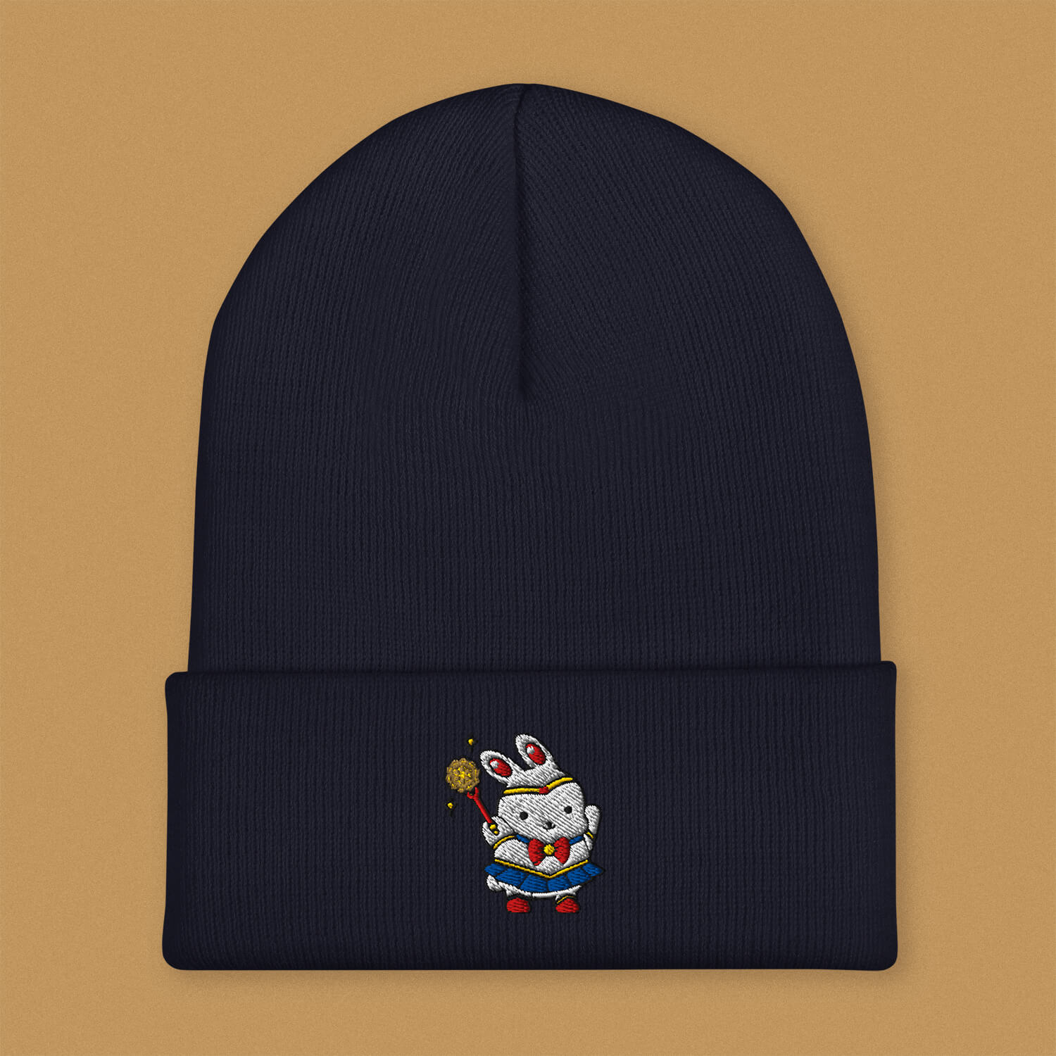 Sailor Mooncake Embroidered Beanie - Ni De Mama Chinese - Inspired Clothing | Navy Blue ,