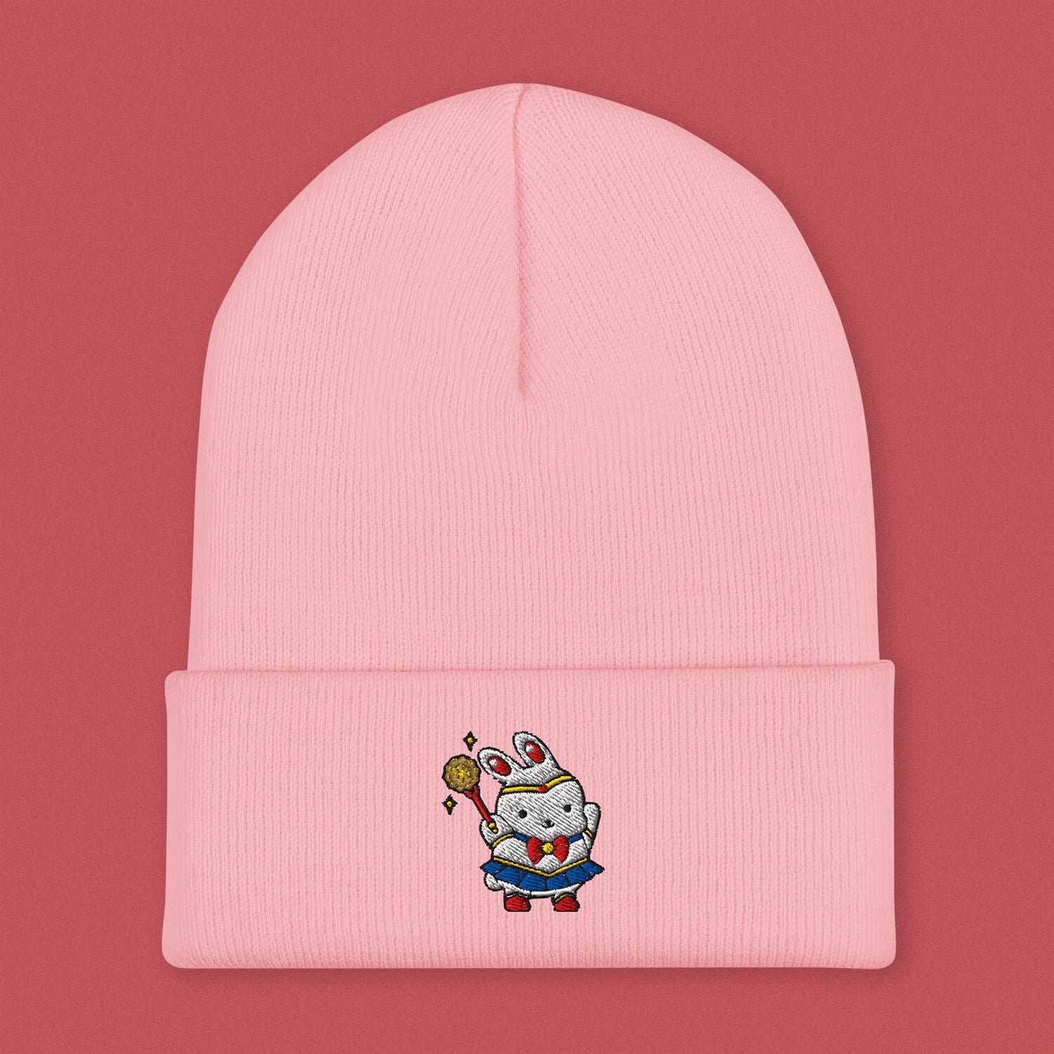 Sailor Mooncake Embroidered Beanie - Ni De Mama Chinese - Inspired Clothing | Soft Pink ,