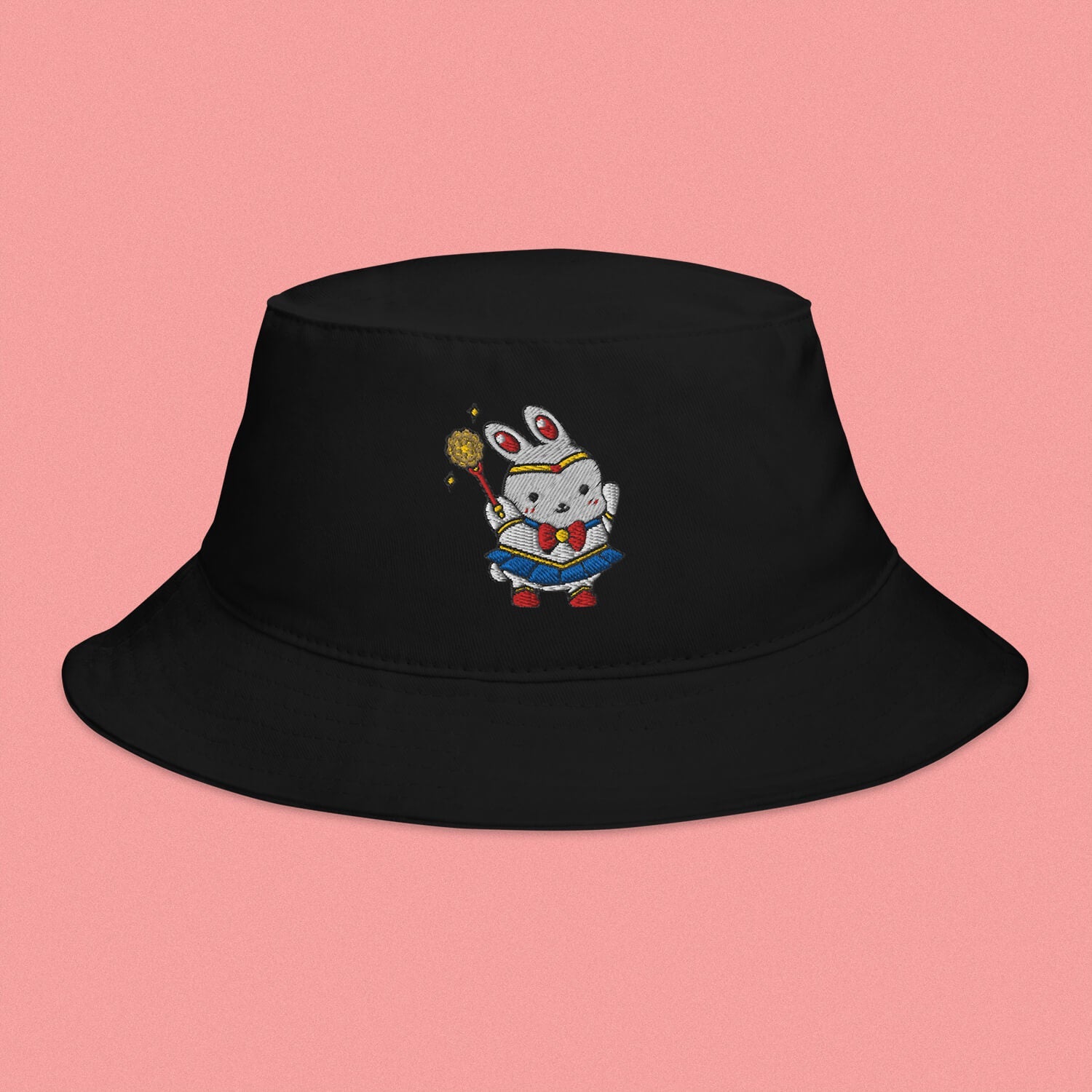 Sailor Mooncake Embroidered Bucket Hat - Ni De Mama Chinese - Inspired Clothing | Black ,