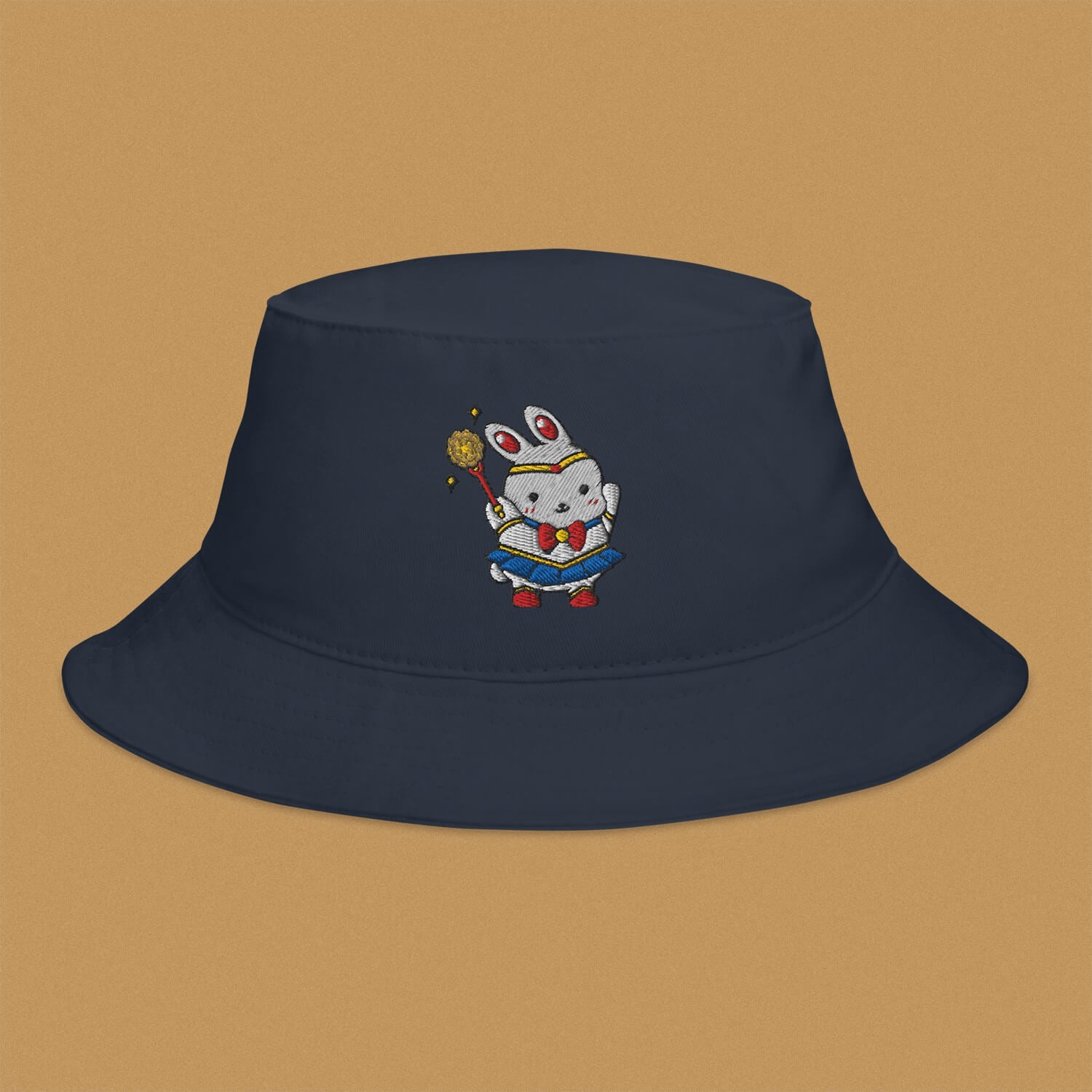 Sailor Mooncake Embroidered Bucket Hat - Ni De Mama Chinese - Inspired Clothing | Navy Blue ,