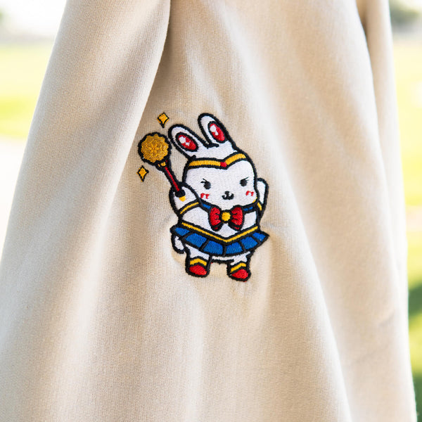 Sailor Mooncake Embroidered Hoodie - Ni De Mama Chinese - Inspired Clothing | Maroon , S