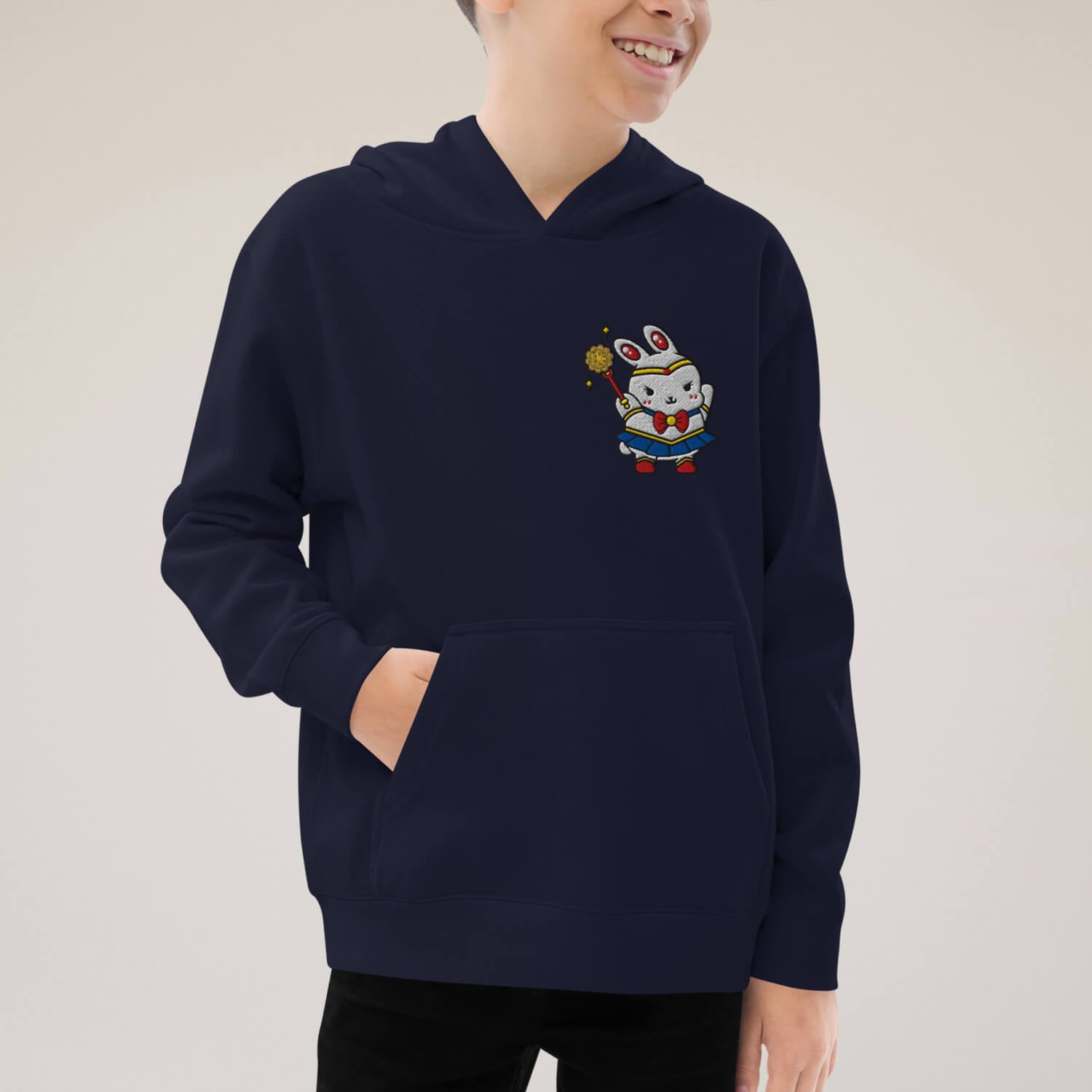 Sailor Mooncake Embroidered Kids Hoodie - Ni De Mama Chinese - Inspired Clothing | White , S