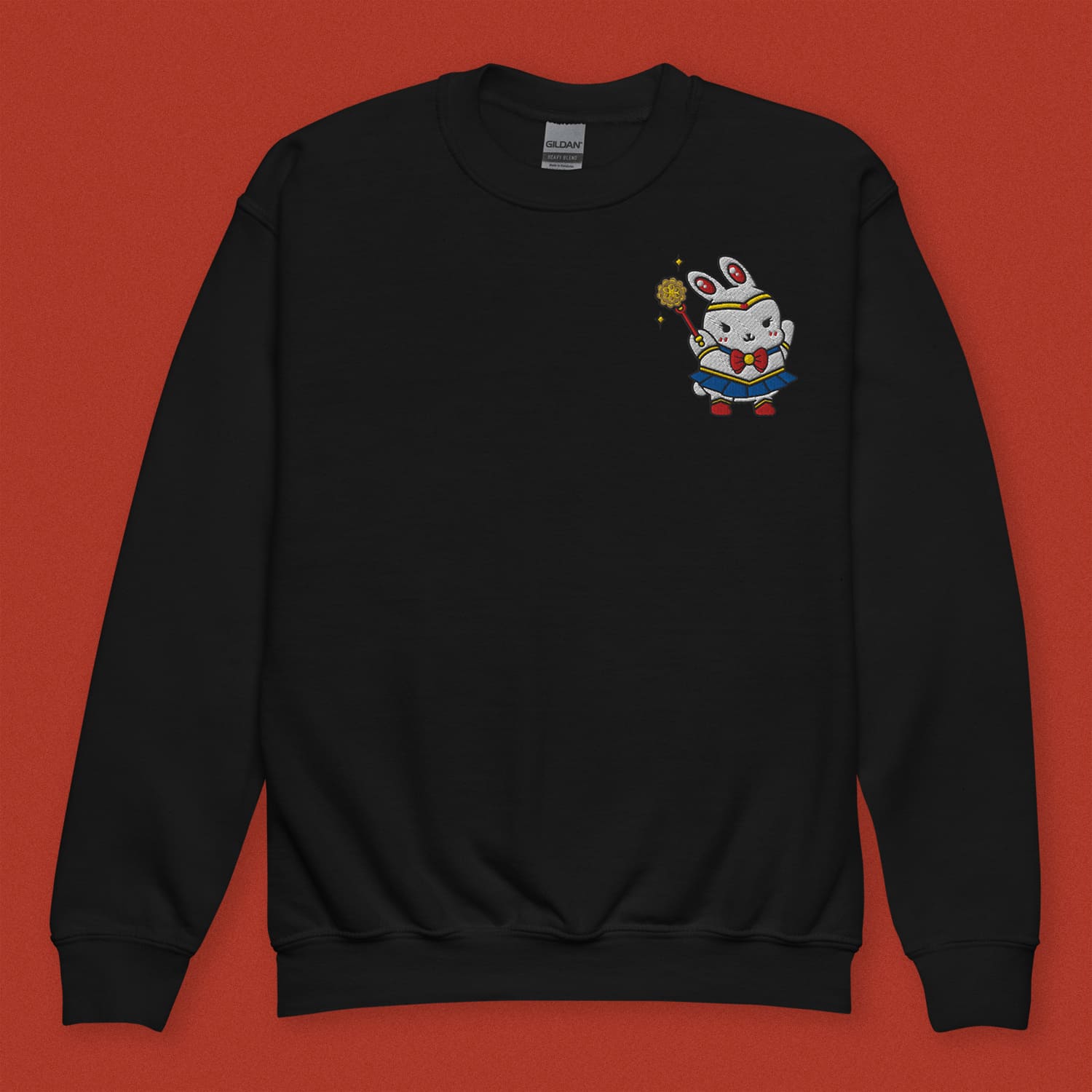 Sailor Mooncake Embroidered Kids Sweatshirt - Ni De Mama Chinese - Inspired Clothing | Black , XS