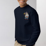 Load image into Gallery viewer, Sailor Mooncake Embroidered Kids Sweatshirt - Ni De Mama Chinese - Inspired Clothing | Heather Grey , XS
