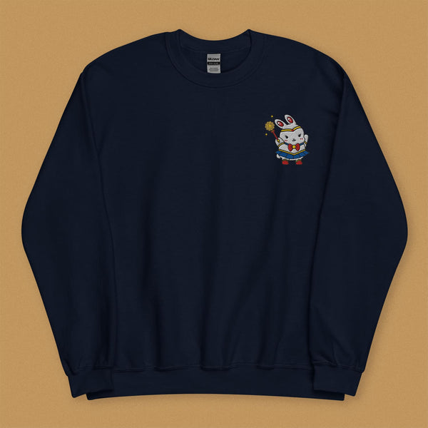 Sailor Mooncake Embroidered Sweatshirt - Ni De Mama Chinese - Inspired Clothing | Navy Blue , S