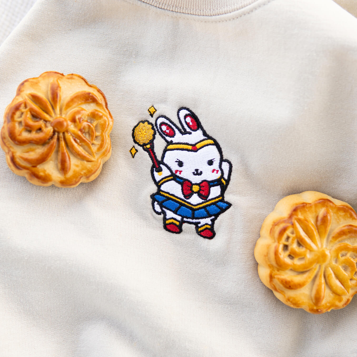 Sailor Mooncake Embroidered Sweatshirt - Ni De Mama Chinese - Inspired Clothing | Navy Blue , S