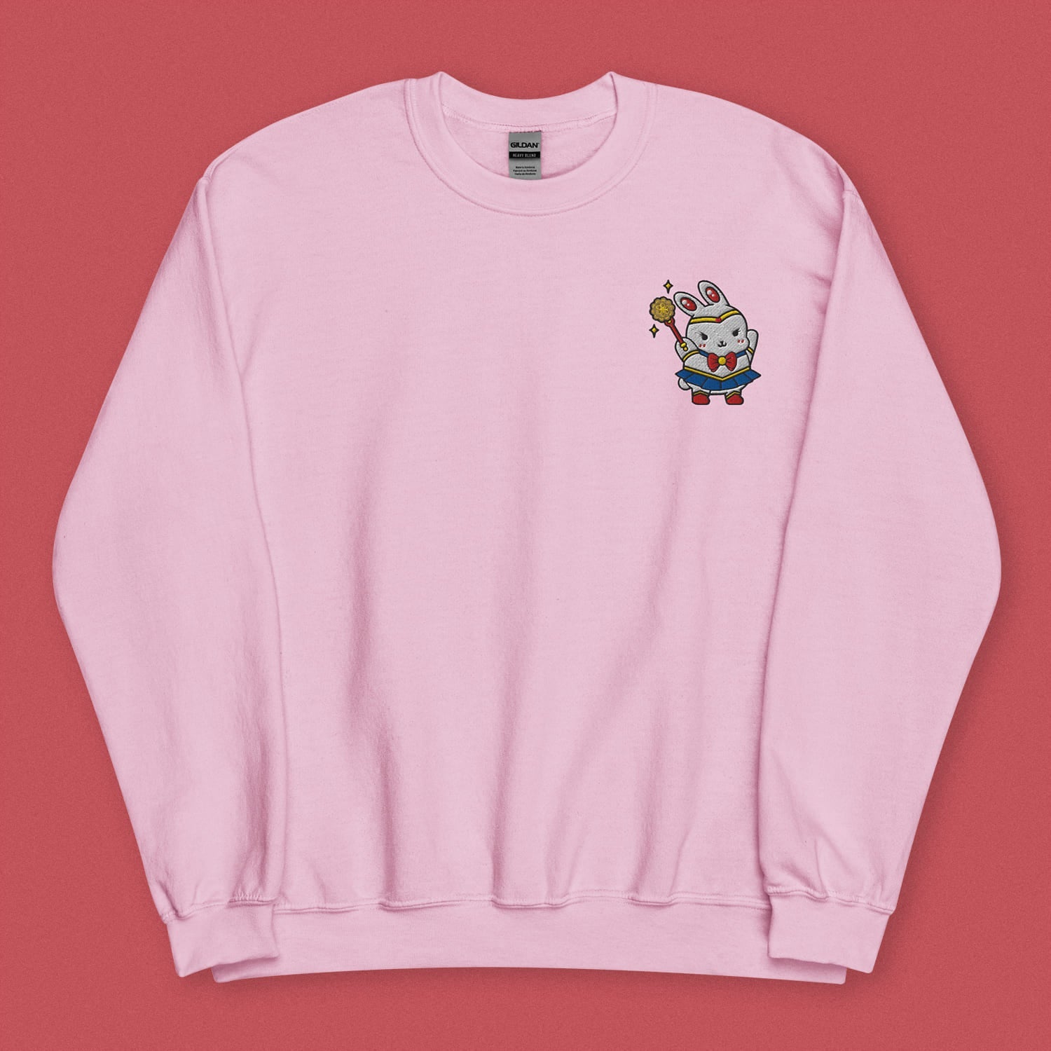 Sailor Mooncake Embroidered Sweatshirt - Ni De Mama Chinese - Inspired Clothing | Soft Pink , S