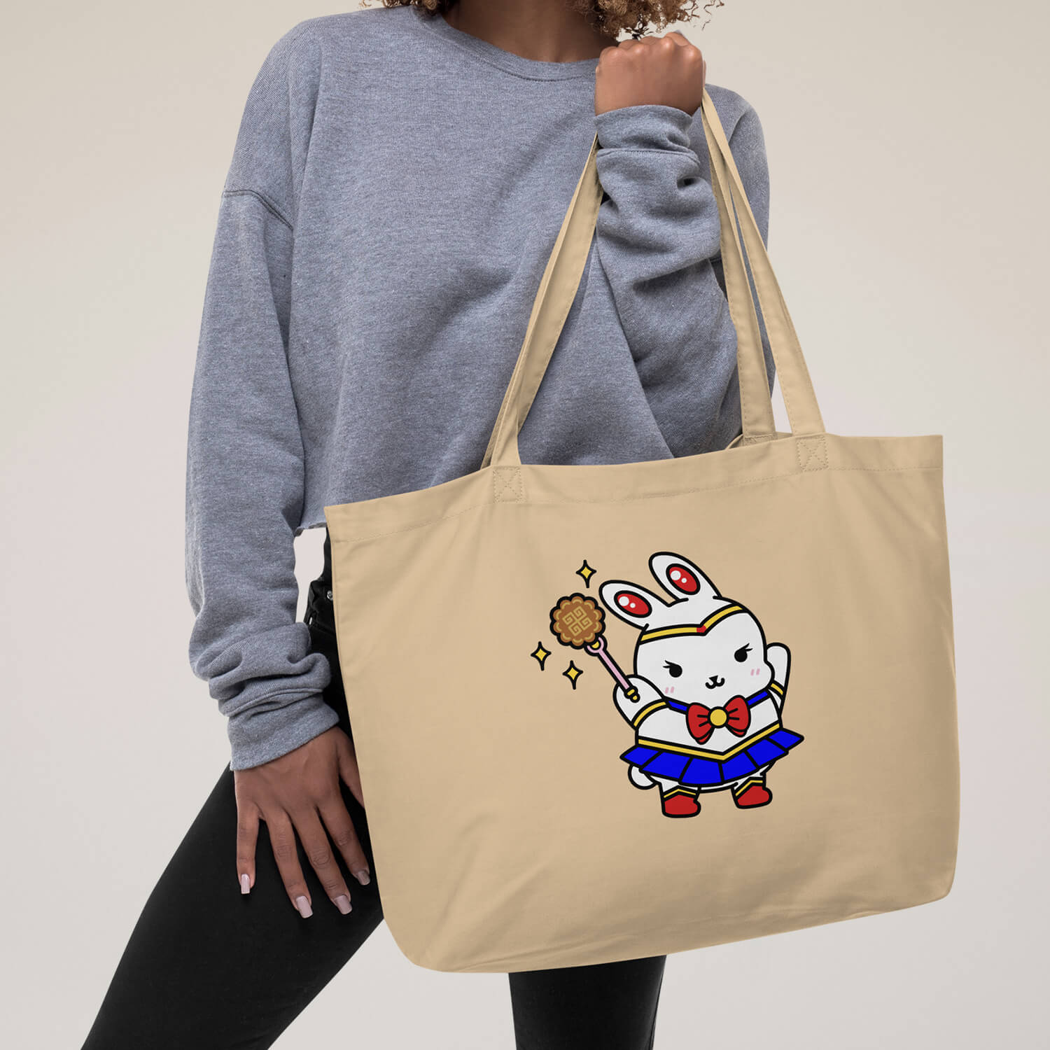 Sailor Mooncake Large Tote - Ni De Mama Chinese - Inspired Clothing | Black ,