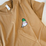 Load image into Gallery viewer, Seductive Daikon Radish Embroidered Crop T-Shirt / Discontinued Color (Final Sale) - Ni De Mama Chinese - Inspired Clothing | Caramel , S
