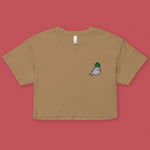 Load image into Gallery viewer, Seductive Daikon Radish Embroidered Crop T-Shirt / Discontinued Color (Final Sale) - Ni De Mama Chinese - Inspired Clothing | Caramel , S
