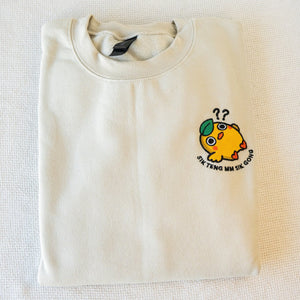 Sik Teng Mm Sik Gong Embroidered Sweatshirt / Sample (Final Sale) - Ni De Mama Chinese - Inspired Clothing | Romanization , Soft Cream