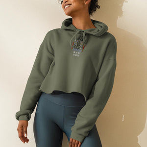 Stand Back From the Train Doors Embroidered Crop Hoodie - Ni De Mama Chinese - Inspired Clothing | Pewter Grey , S