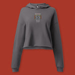 Load image into Gallery viewer, Stand Back From the Train Doors Embroidered Crop Hoodie - Ni De Mama Chinese - Inspired Clothing | Pewter Grey , S
