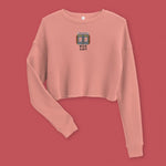 Load image into Gallery viewer, Stand Back From the Train Doors Embroidered Crop Sweatshirt - Ni De Mama Chinese - Inspired Clothing | Mauve , S
