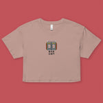 Load image into Gallery viewer, Stand Back From the Train Doors Embroidered Crop T-Shirt - Ni De Mama Chinese - Inspired Clothing | Dusty Mauve , XS
