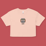 Load image into Gallery viewer, Stand Back From the Train Doors Embroidered Crop T-Shirt - Ni De Mama Chinese - Inspired Clothing | Pale Pink , XS
