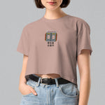 Load image into Gallery viewer, Stand Back From the Train Doors Embroidered Crop T-Shirt - Ni De Mama Chinese - Inspired Clothing | Pale Pink , XS
