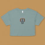 Load image into Gallery viewer, Stand Back From the Train Doors Embroidered Crop T-Shirt - Ni De Mama Chinese - Inspired Clothing | Teal , XS
