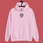 Load image into Gallery viewer, Stand Back From the Train Doors Embroidered Hoodie - Ni De Mama Chinese - Inspired Clothing | Soft Pink , S
