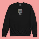 Load image into Gallery viewer, Stand Back From the Train Doors Embroidered Kids Sweatshirt - Ni De Mama Chinese - Inspired Clothing | Black , XS
