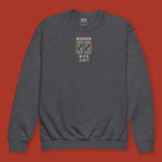 Load image into Gallery viewer, Stand Back From the Train Doors Embroidered Kids Sweatshirt - Ni De Mama Chinese - Inspired Clothing | Heather Charcoal , XS
