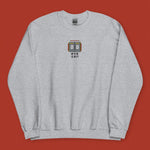 Load image into Gallery viewer, Stand Back From the Train Doors Embroidered Sweatshirt - Ni De Mama Chinese - Inspired Clothing | Heather Grey , S
