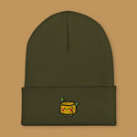 Load image into Gallery viewer, Stinky Tofu Embroidered Beanie - Ni De Mama Chinese - Inspired Clothing | Olive Green ,
