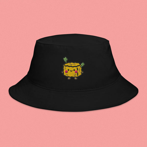 Stinky Tofu Embroidered Bucket Hat - Ni De Mama Chinese - Inspired Clothing | Black ,